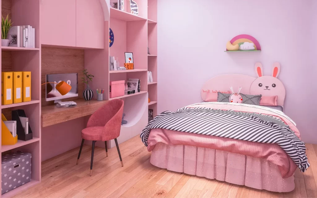 4-Bedroom House Interior pink painting